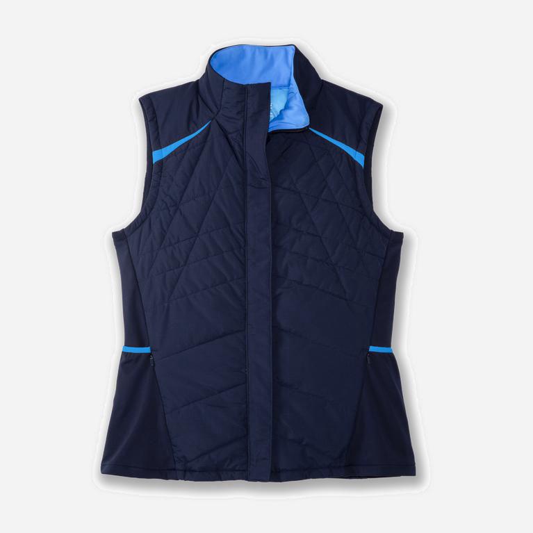 Brooks Shield Hybrid Hardloopvest voor Dames Donkerblauw/Blauw (XUWTS-7931)